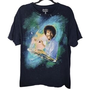 Bob Ross Official Licensed The Joy of Painting Galaxy Art T-Shirt Size Large